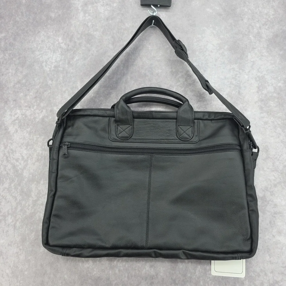 Heritage Nappa Leather Portfolio Briefcase Full Grain Black Bag Organizer Korea
